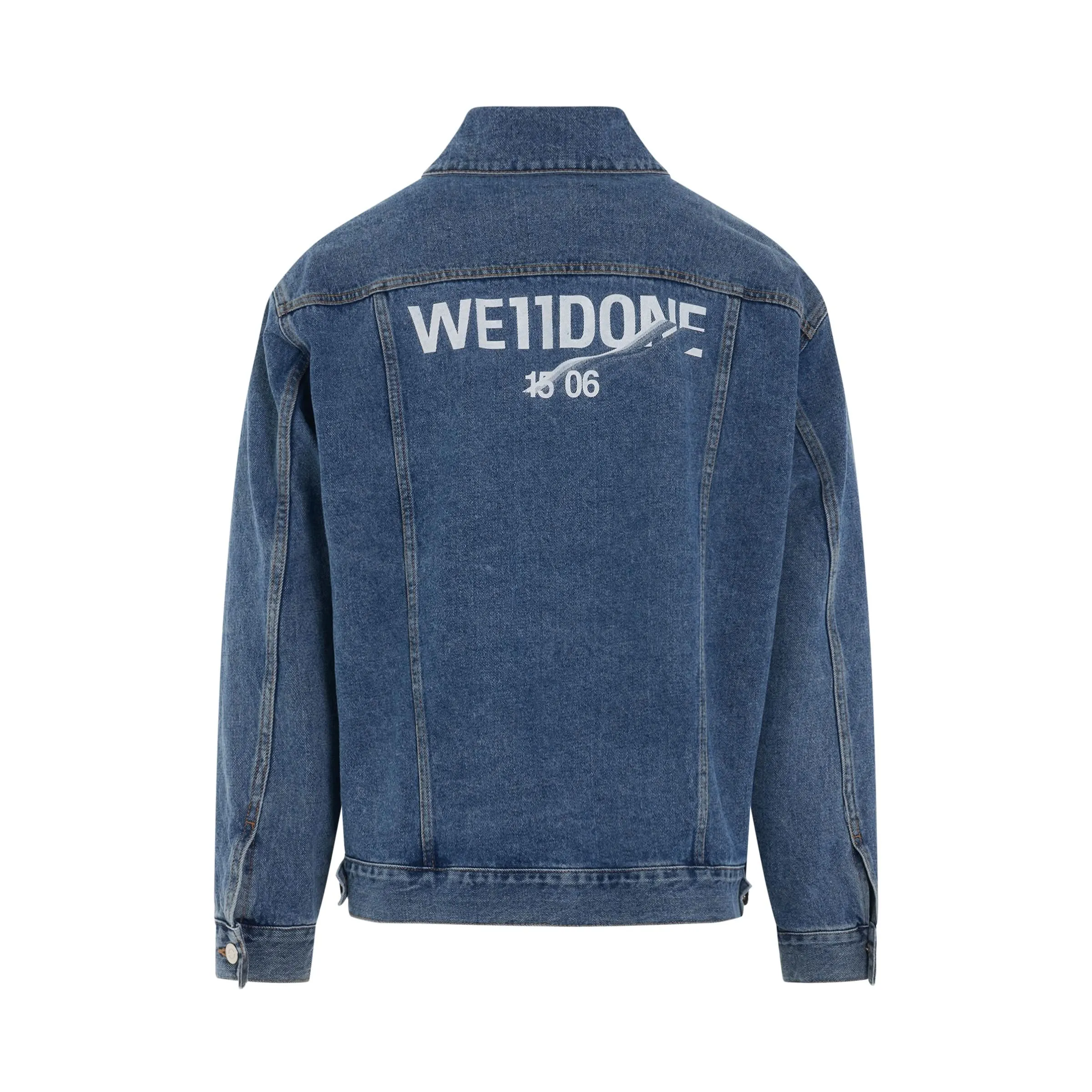 1506 Logo Loose Fit Denim Trucker Jacket in Blue