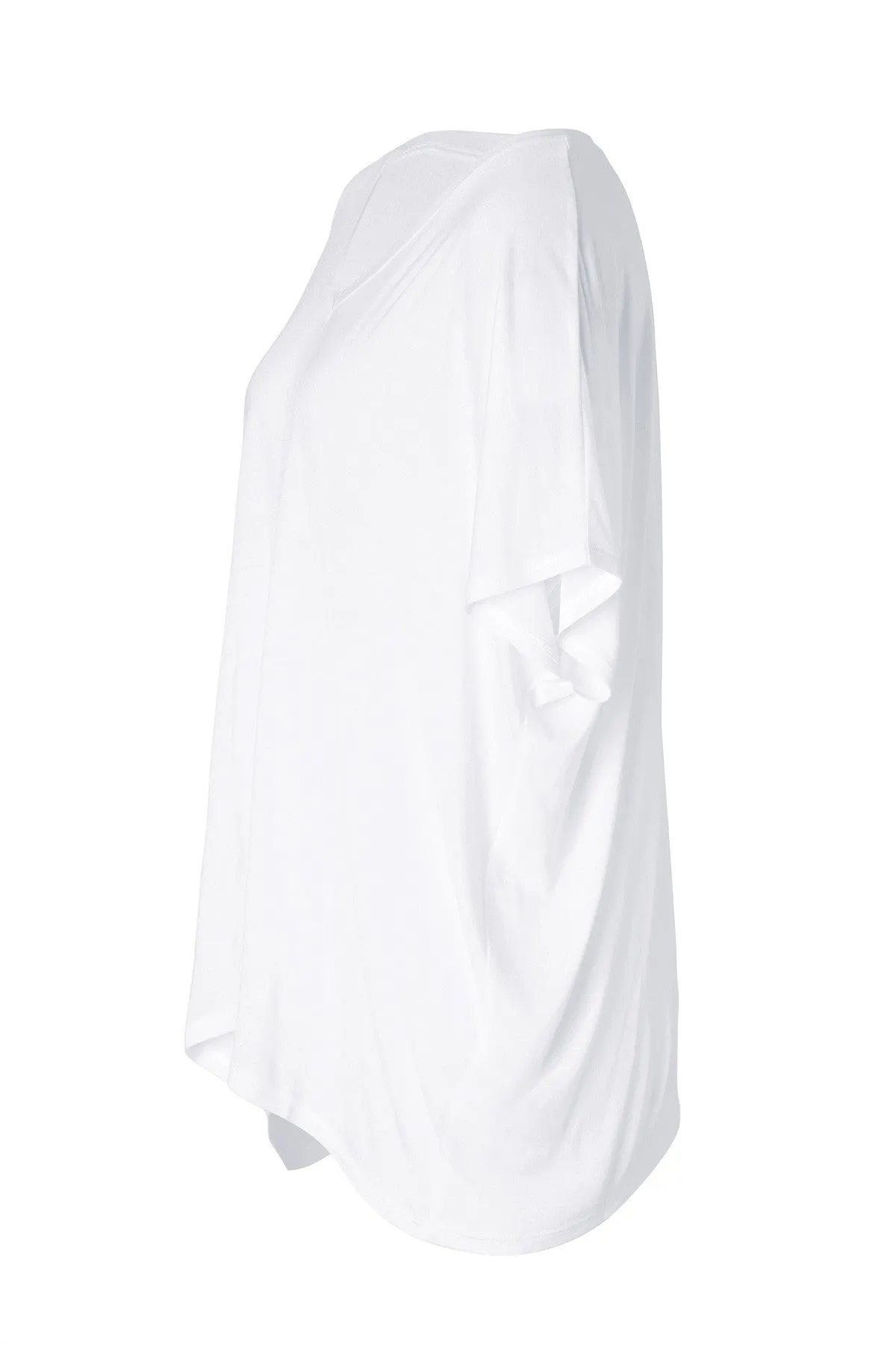 Basic Jersey Oversized T-Shirt in White & Black Asymmetric Cut for Women