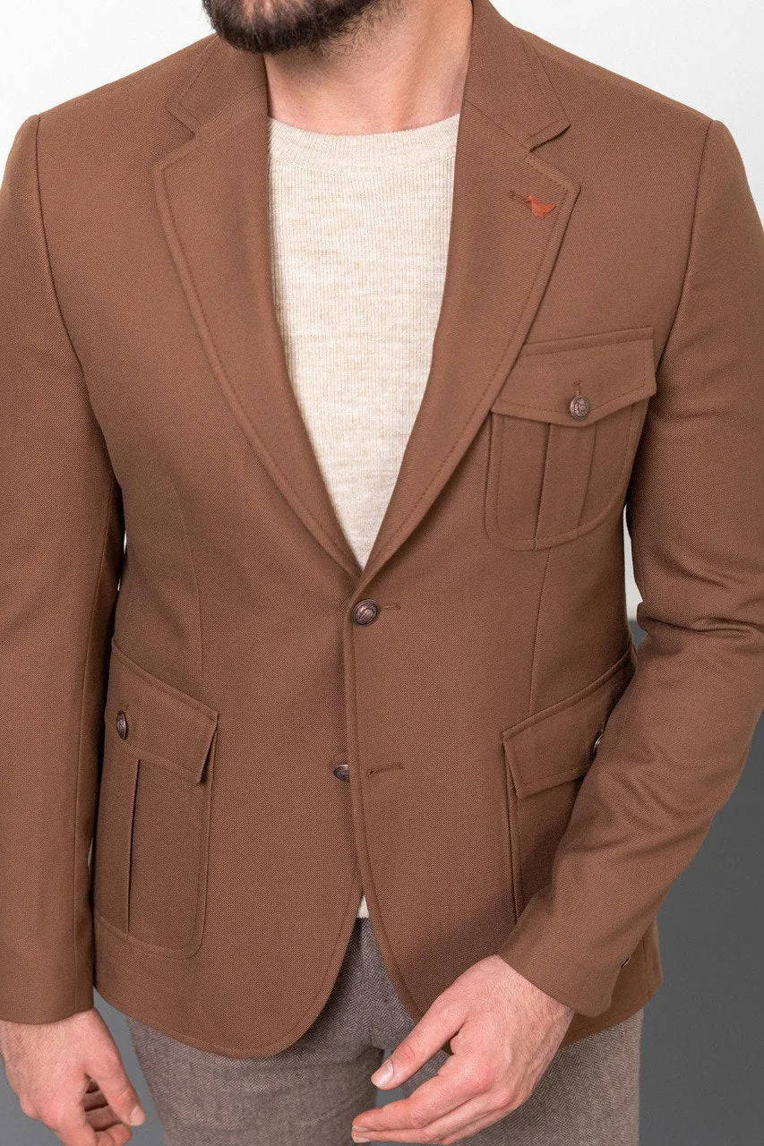 Bojoni Torretta Slim Fit Camel Blazer