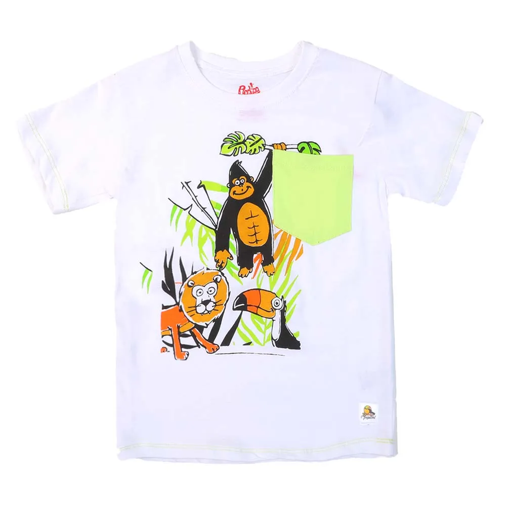 Boys T-Shirt H/S Lion - White