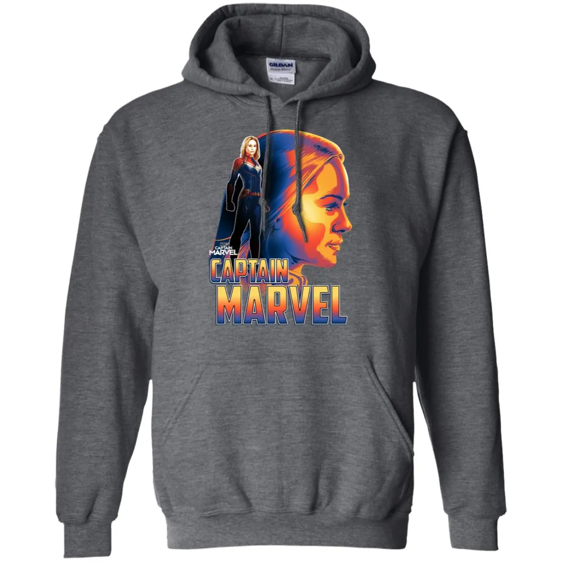 Captain Marvel Bold Sunset Portrait Pullover Hoodie Sweatshirt