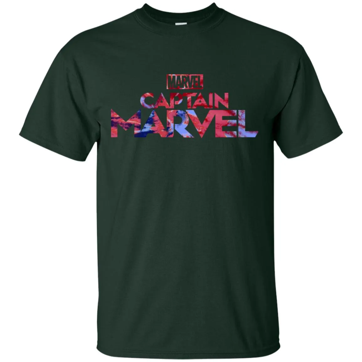 Captain Marvel Bold Tie Dye Movie Logo Men Cotton T-Shirt