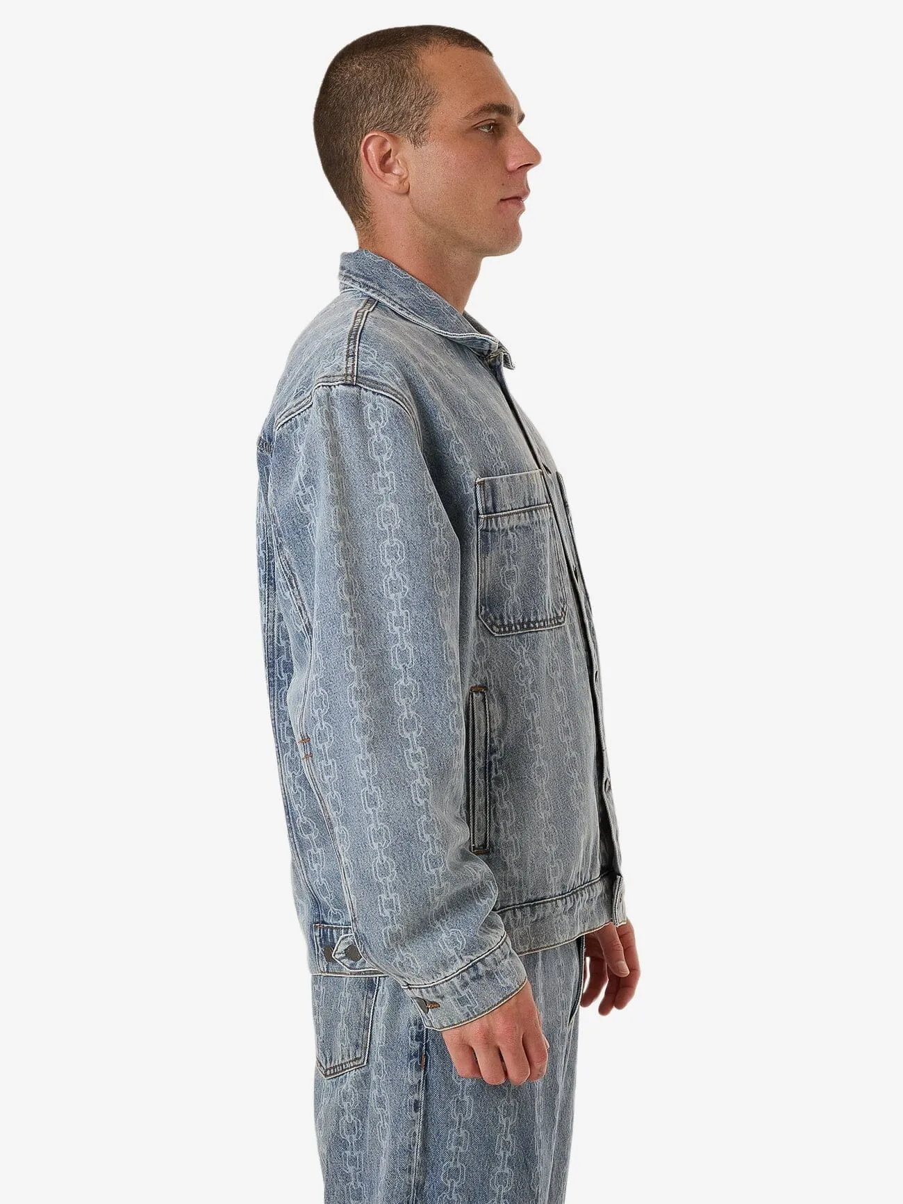 Chain Reaction Canyon Oversized Denim Jacket - Faded Rinse Indigo