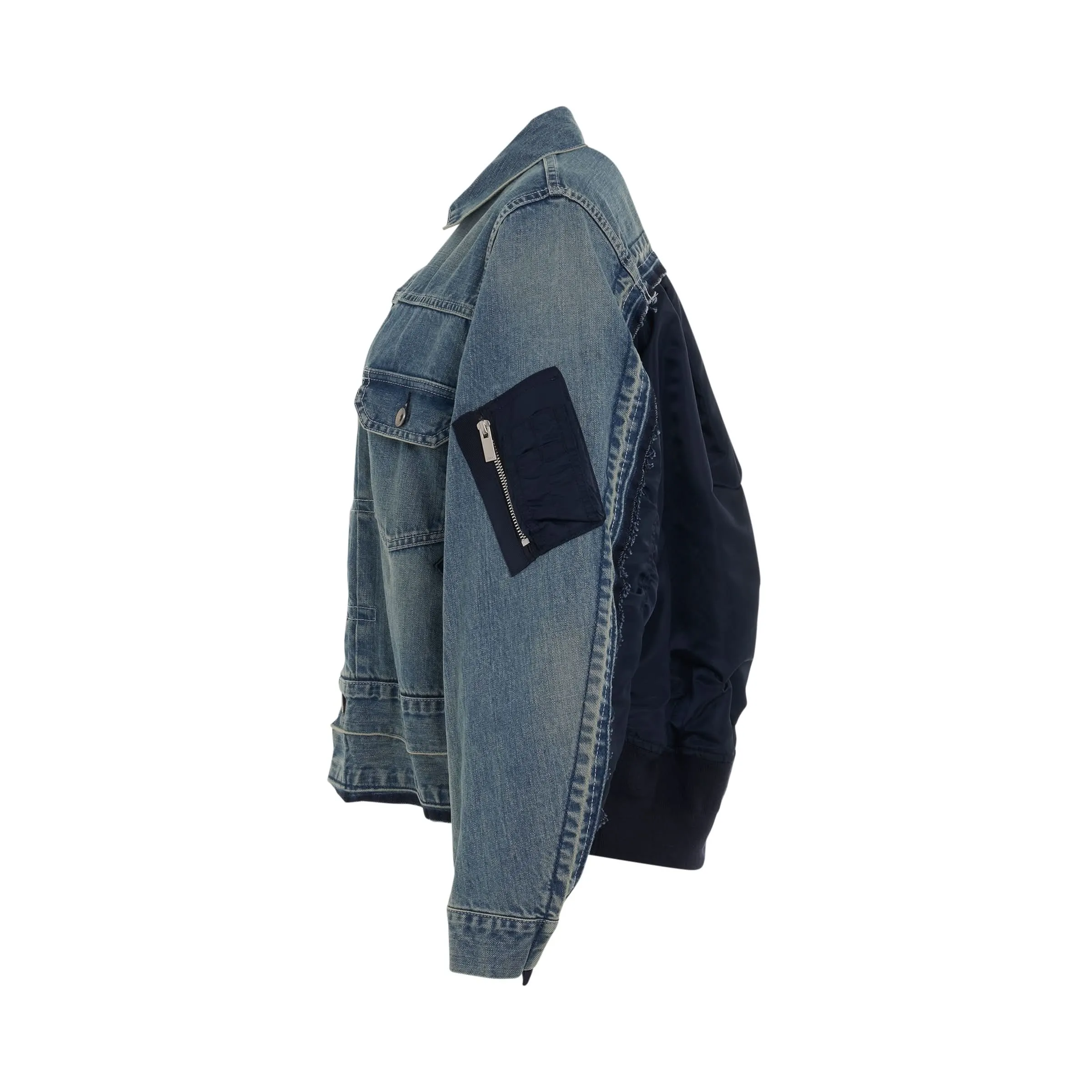 Classic Denim x Nylon Twill Jacket in Light Blue