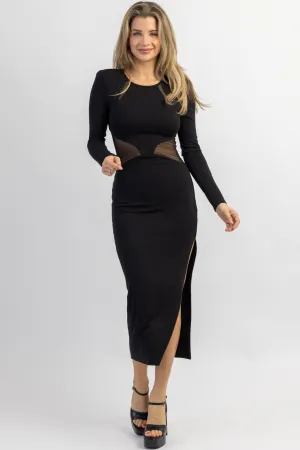 CLEAN LINES MESH BACKLESS MIDI DRESS