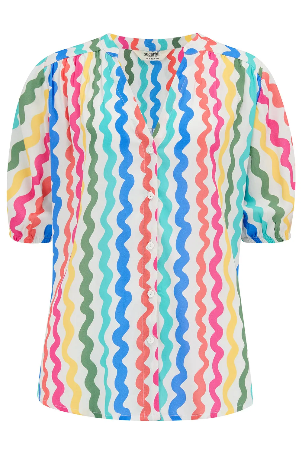 Connie Blouse - Multi, Squiggly Lines