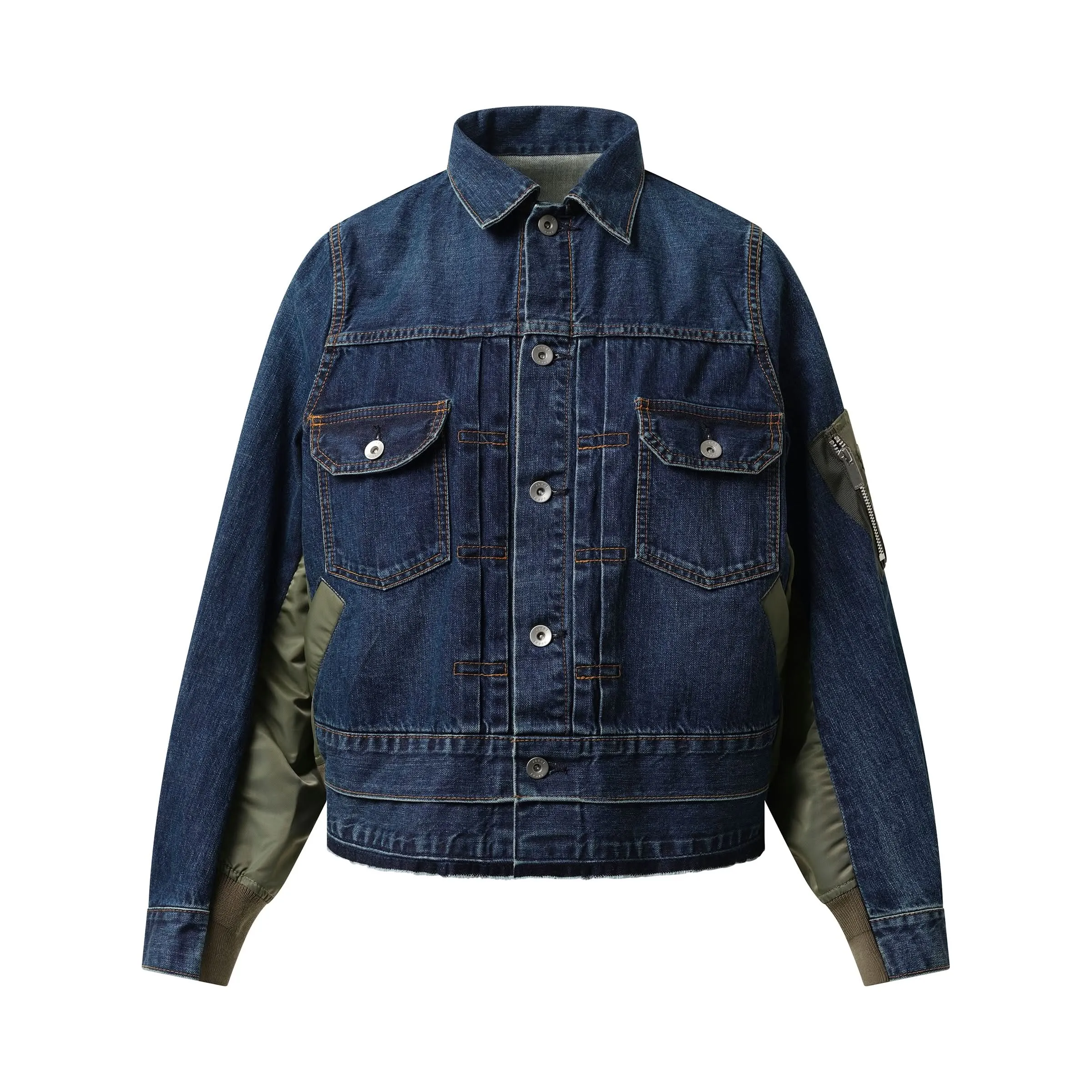 Denim Nylon Twill Jacket in Blue