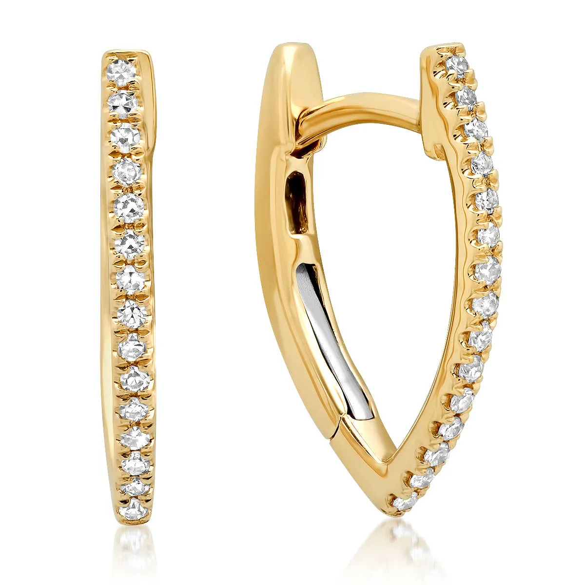 Diamond V Shape Huggie Hoop Earrings