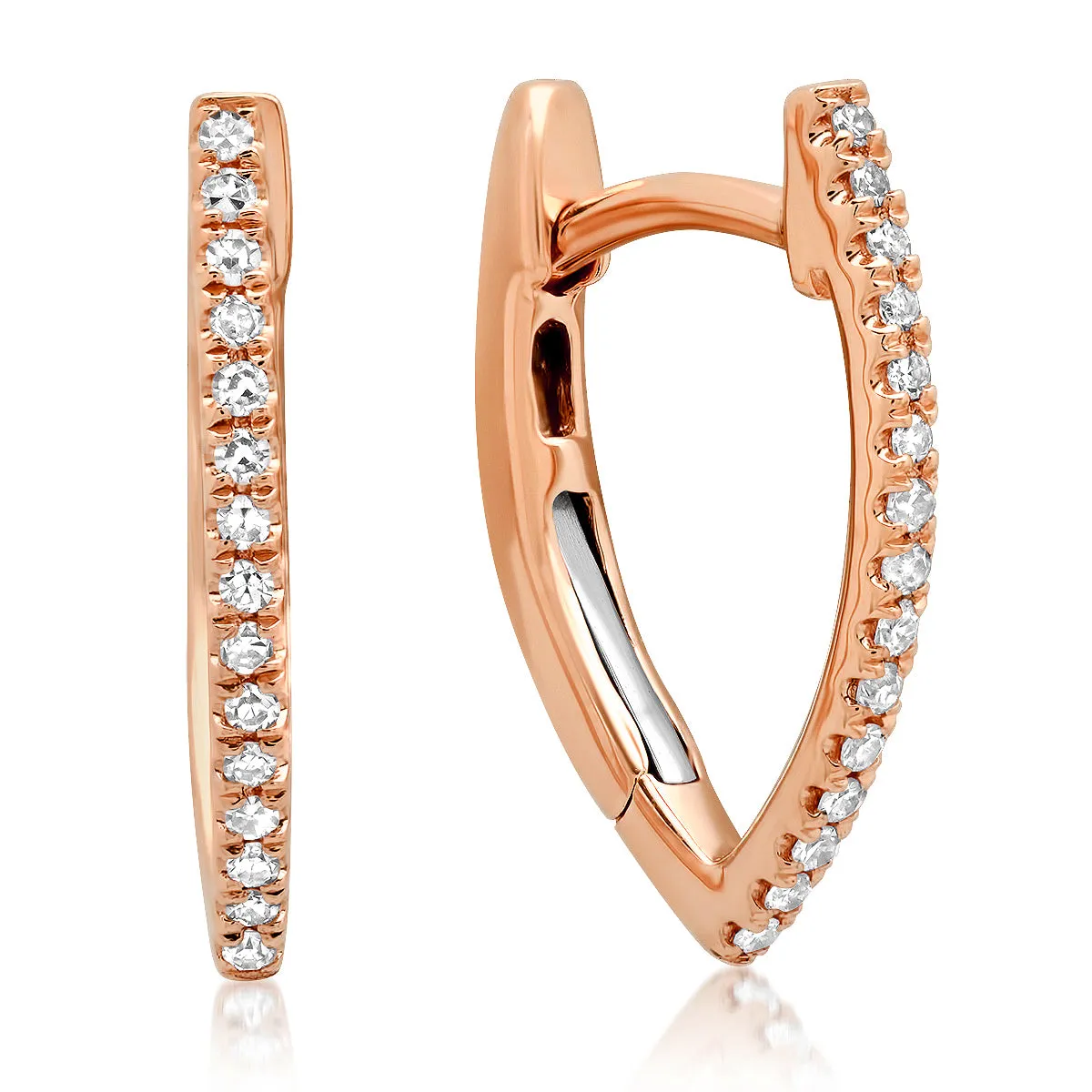 Diamond V Shape Huggie Hoop Earrings