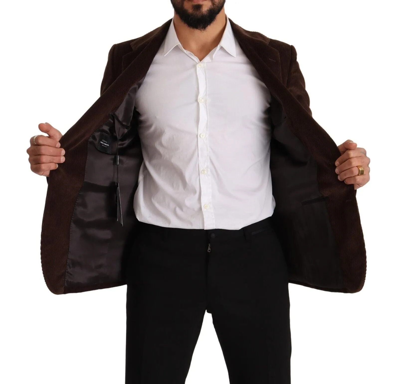 Dolce & Gabbana Elegant Brown Corduroy Slim Fit Blazer