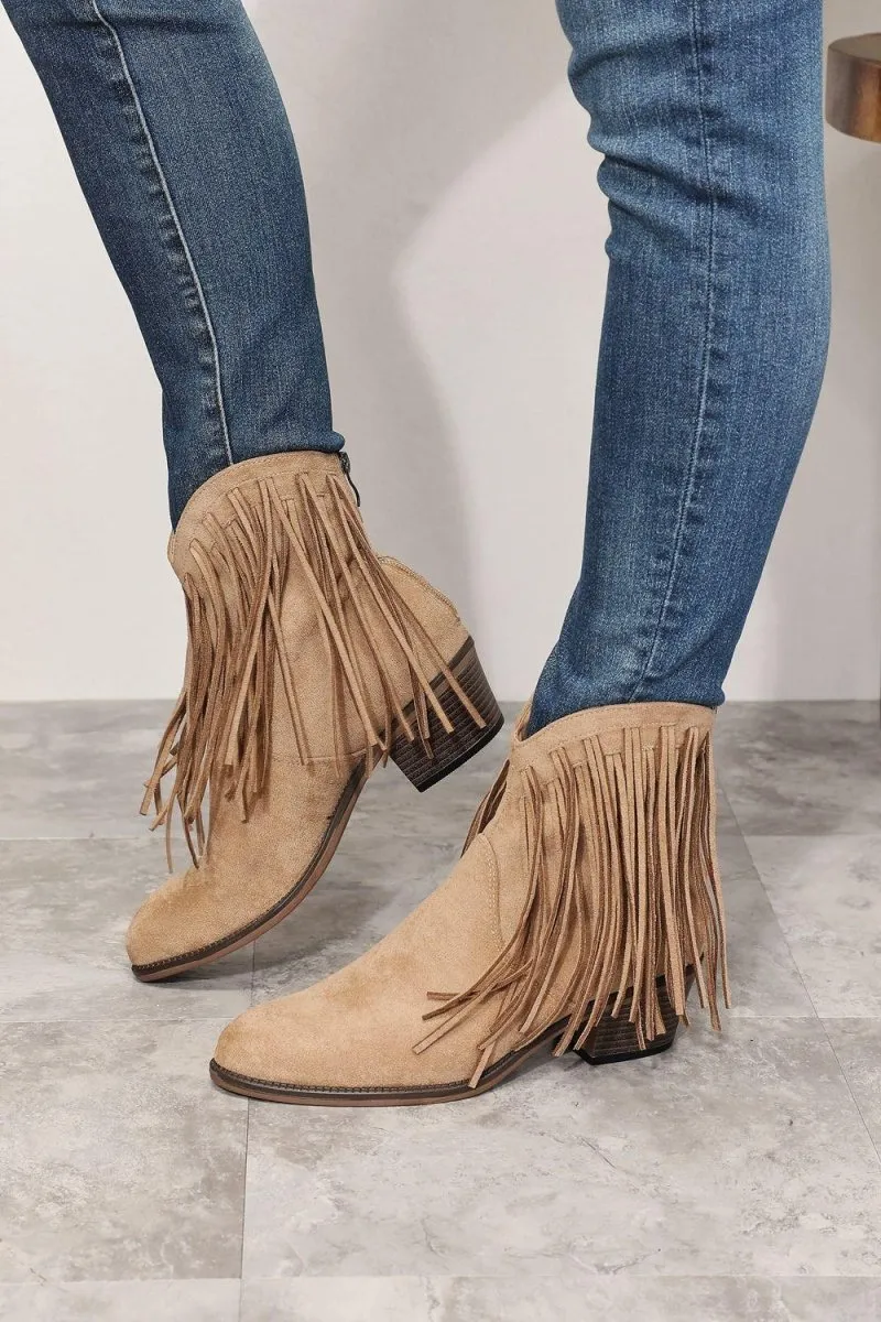 Fringy Cowgirl Western Ankle Boots