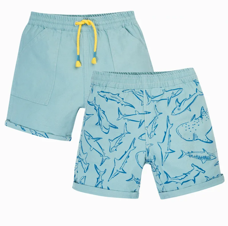 Frugi Rocky Reversible Shorts - Stingray / Jawsome