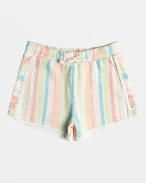 Girls 4-16 Feels Like Summer Elastic Waist Shorts - White Salty Stripe