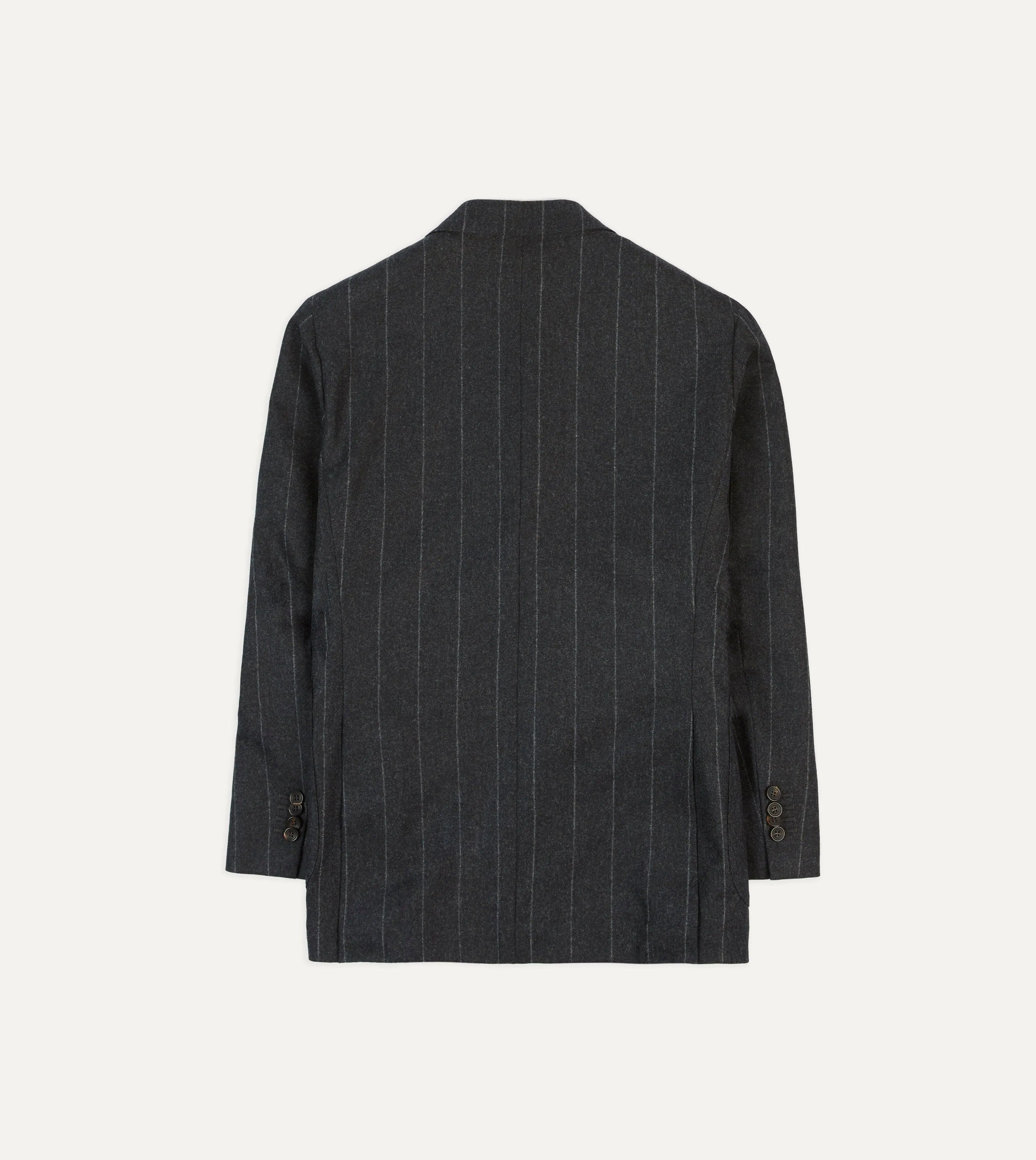 Grey Chalkstripe Wool Flannel Tailored Jacket