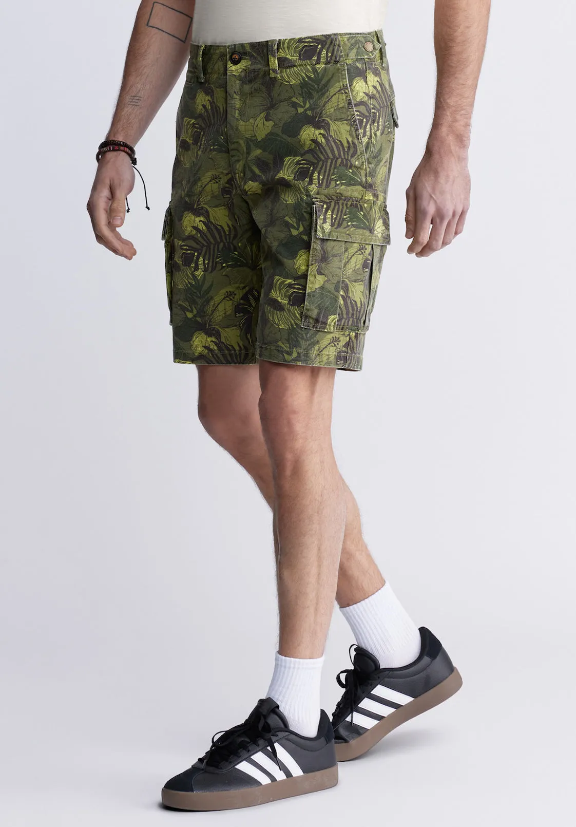 Hackman Men's Cargo Shorts in Sphagnum Green Print - BM24265