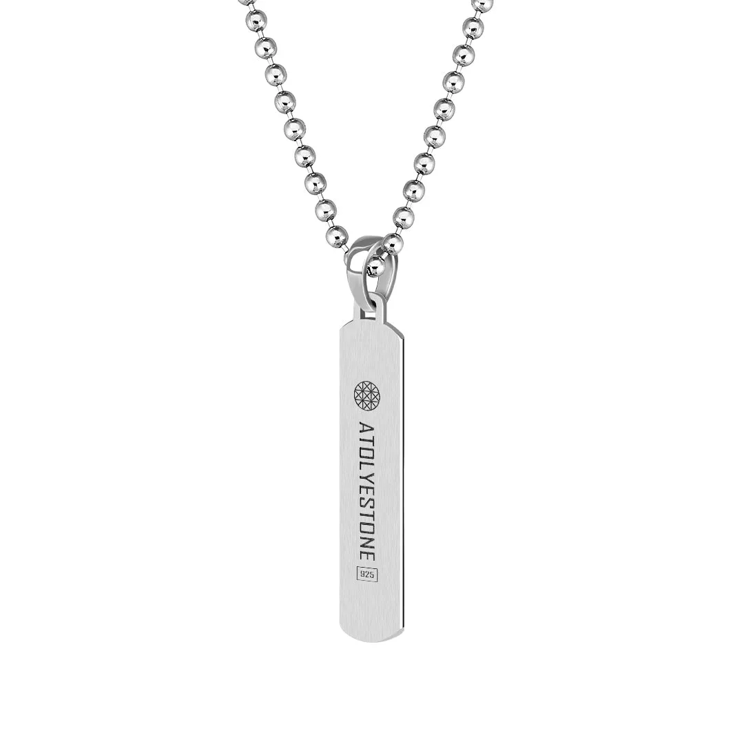 Lined Tag Pendant in Silver