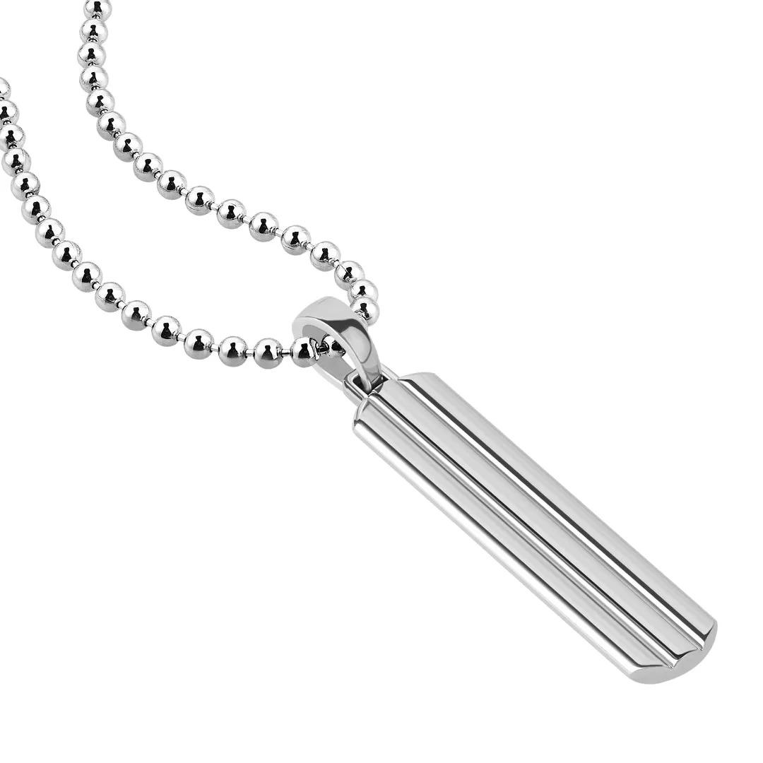 Lined Tag Pendant in Silver