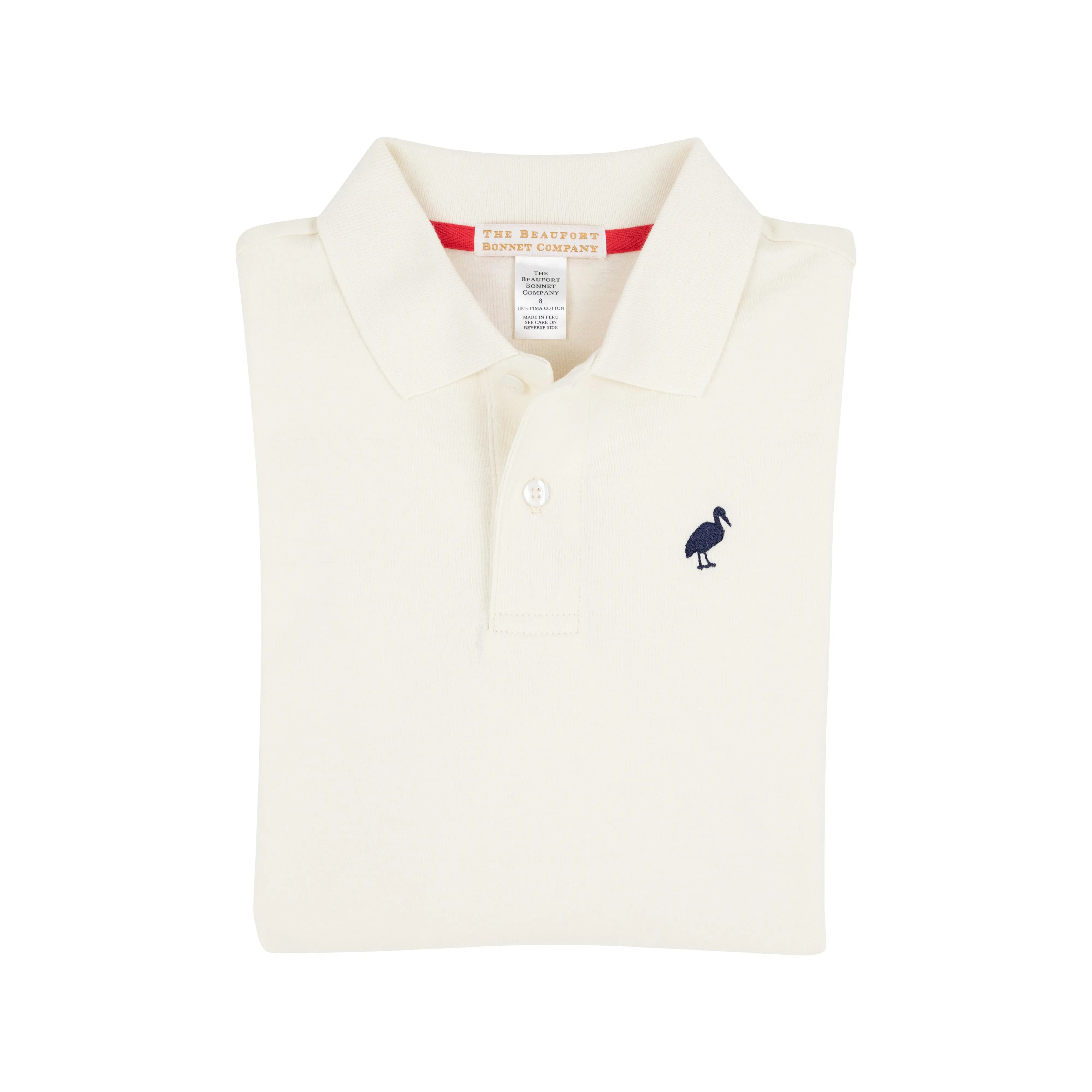 Long Sleeve Prim & Proper Polo & Onesie - Palmetto Pearl with Nantucket Navy Stork