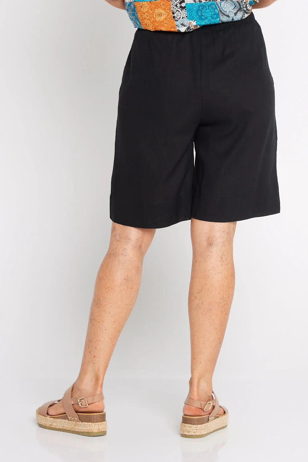 Marissa Cotton & Linen Shorts - Black