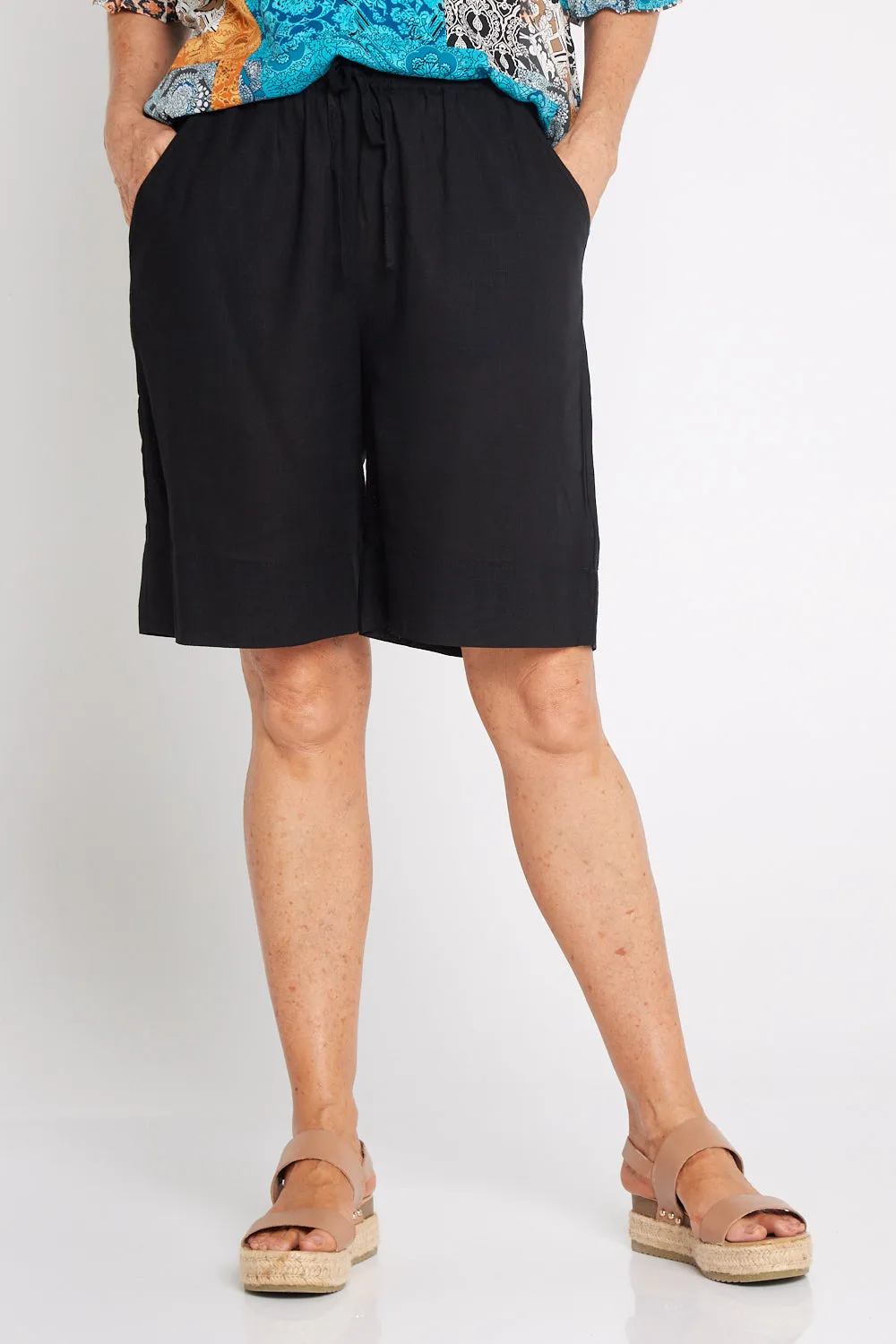 Marissa Cotton & Linen Shorts - Black