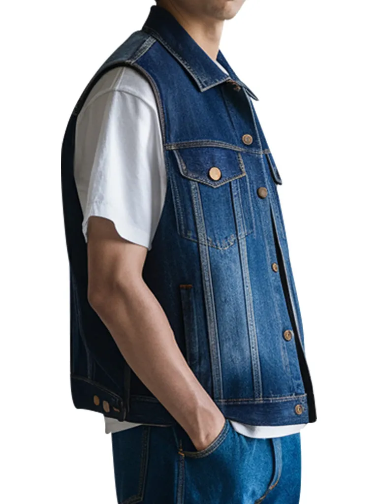 Men's Classic Blue Denim Sleeveless Vest