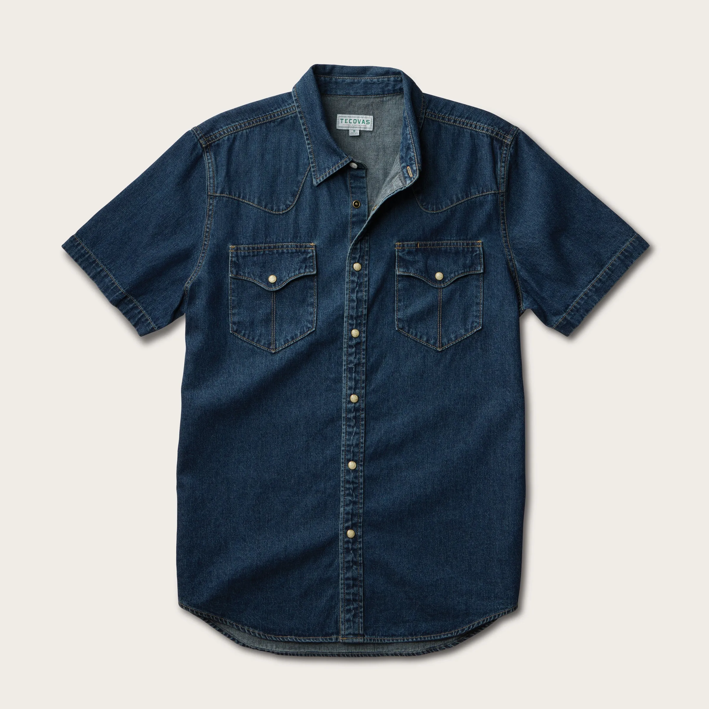 Men's Denim Short Sleeve Pearl Snap