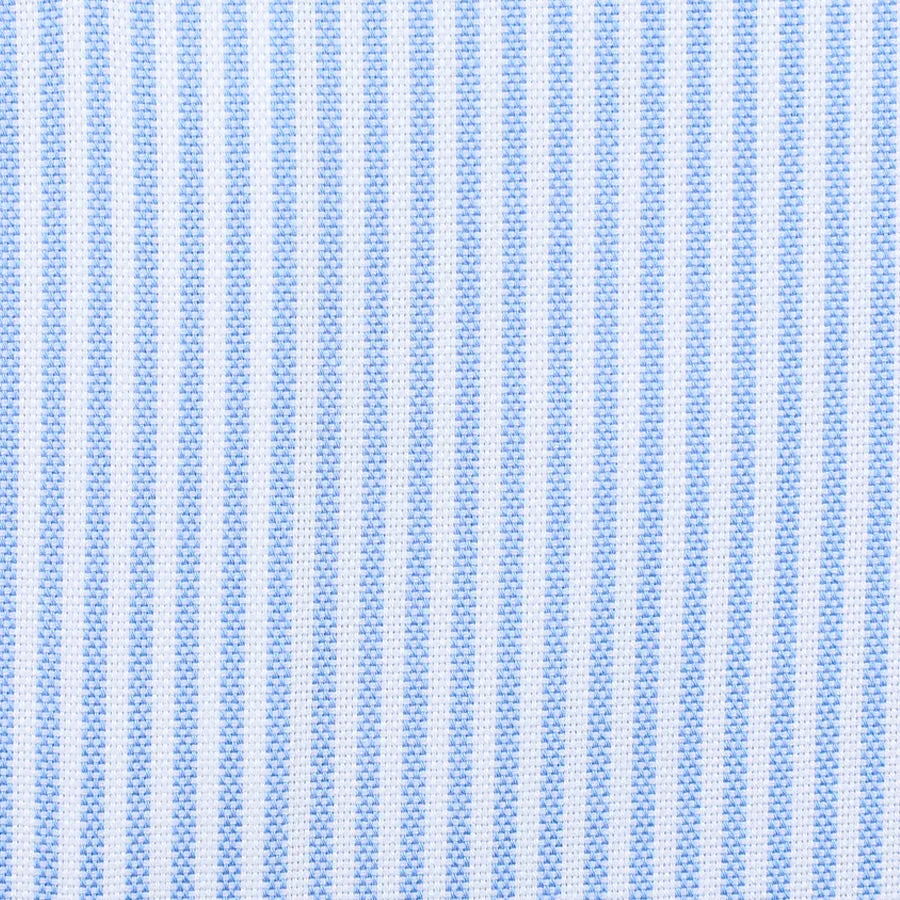 Oxford Button Down Shirt - White / Blue - University Stripe Thin