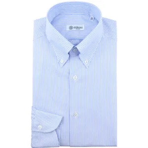 Oxford Button Down Shirt - White / Blue - University Stripe Thin