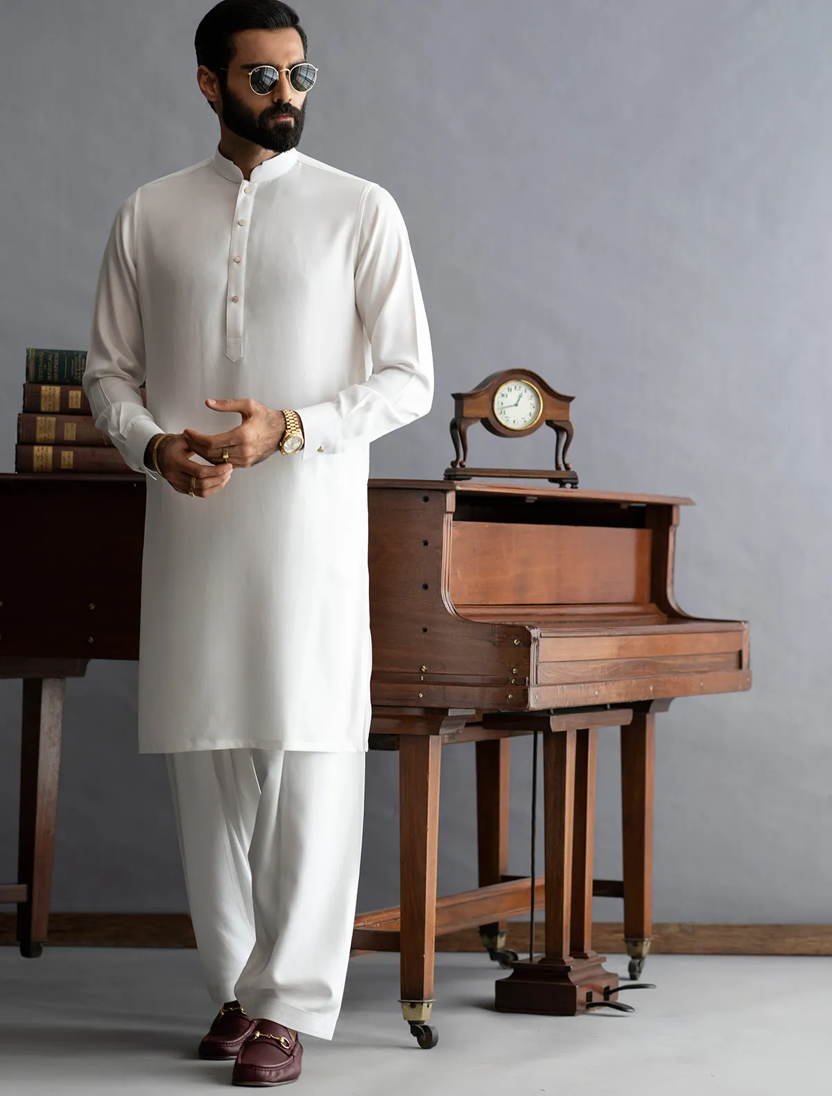 PEARL WHITE EGYPTIAN COTTON KAMEEZ SHALWAR