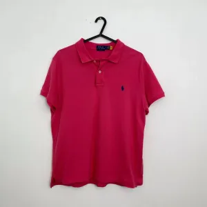 Preowned Polo Ralph Lauren Womens Basic Polo Shirt Size L Pink Top Tennis Preppy Pony.