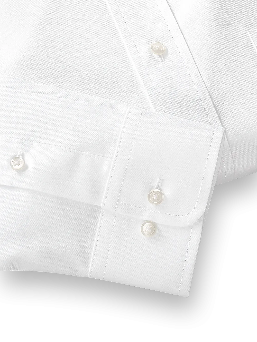 Pure Cotton Pinpoint Solid Color Straight Collar Dress Shirt - White