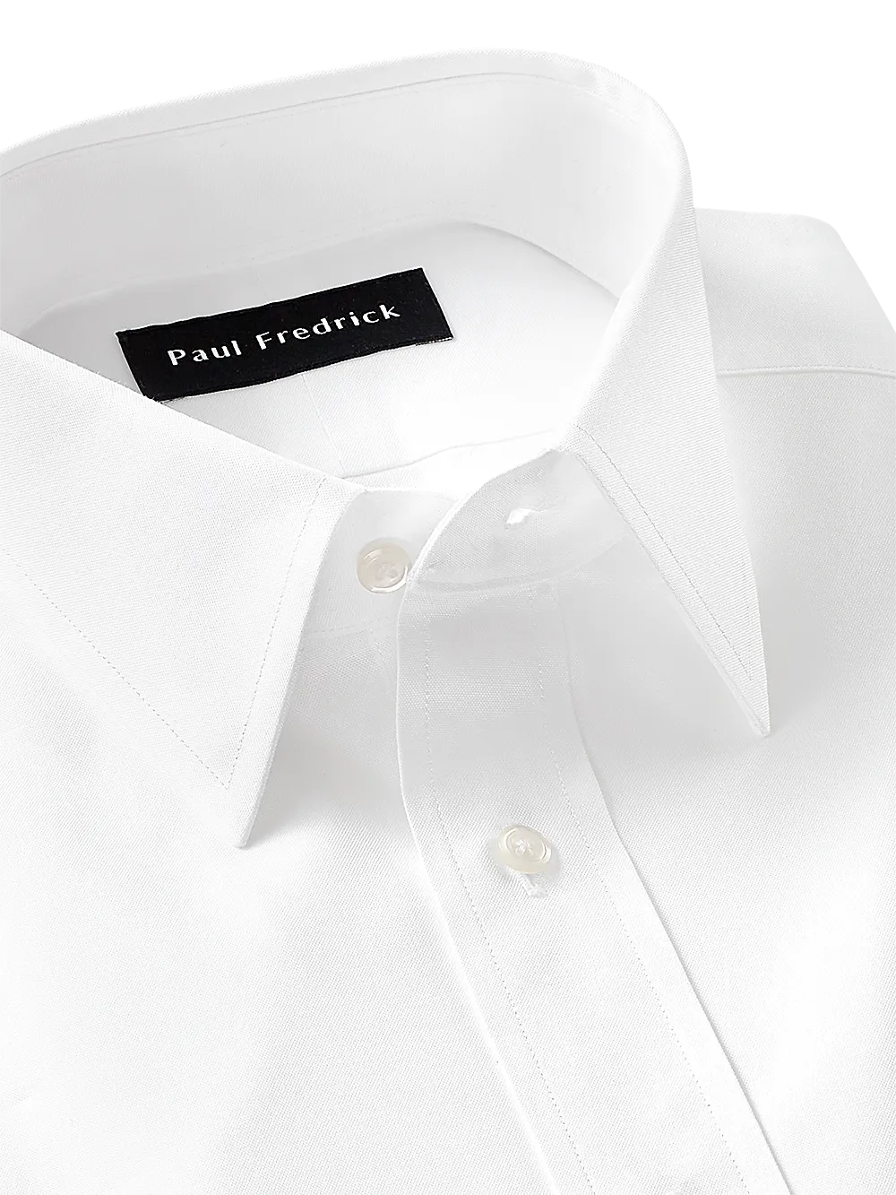 Pure Cotton Pinpoint Solid Color Straight Collar Dress Shirt - White