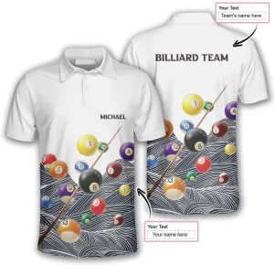 Retro Pattern Custom Billiard Shirts for Men, Custom Billiard ball for Team, Men's Billiard Polo Shirts