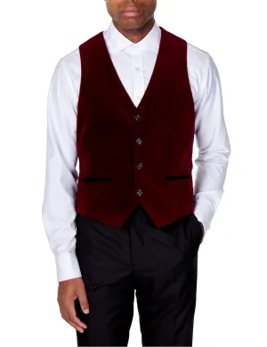 SAM Burgundy Velvet Plain Waistcoat