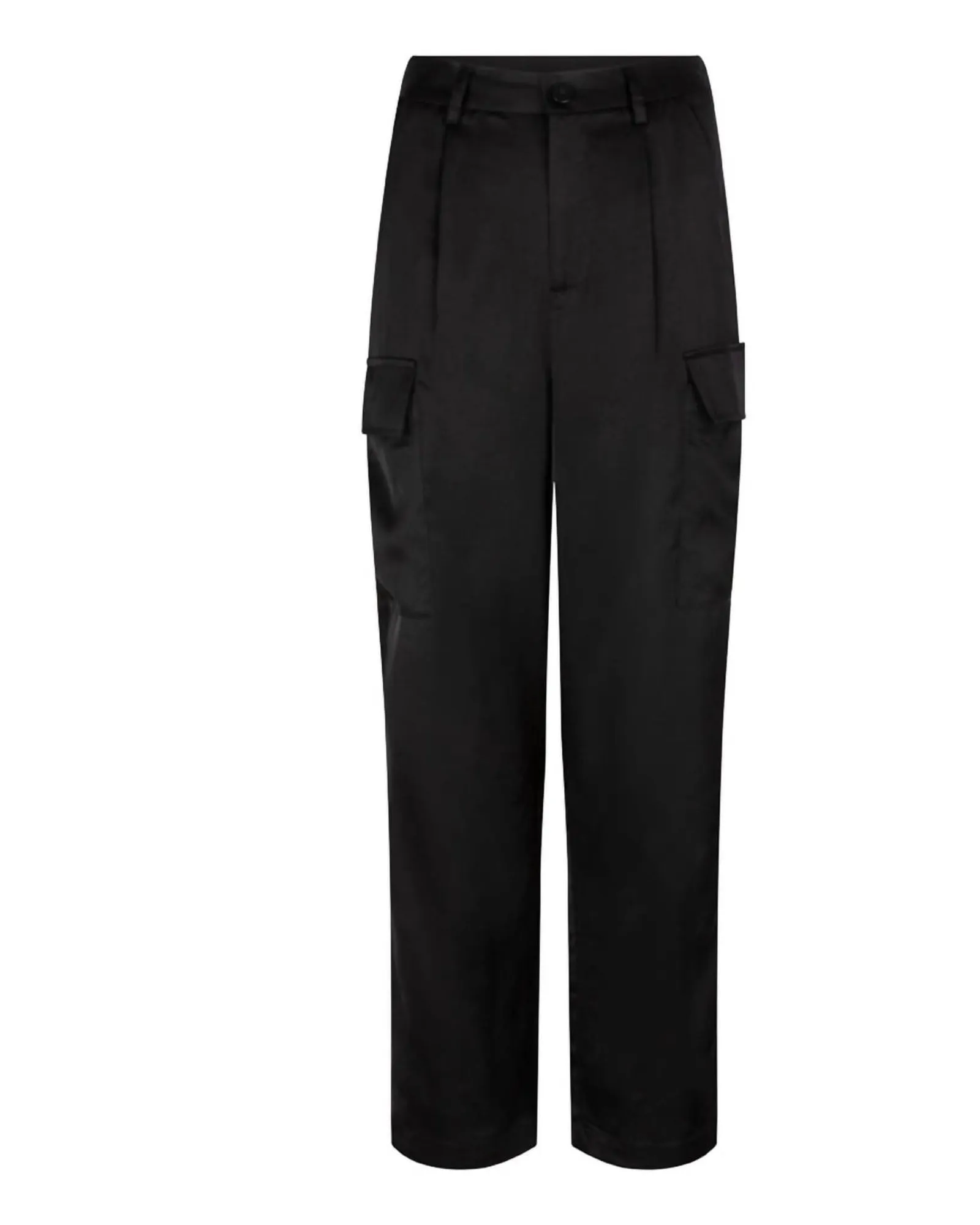 Sateen Cargo Trousers In Black | Black