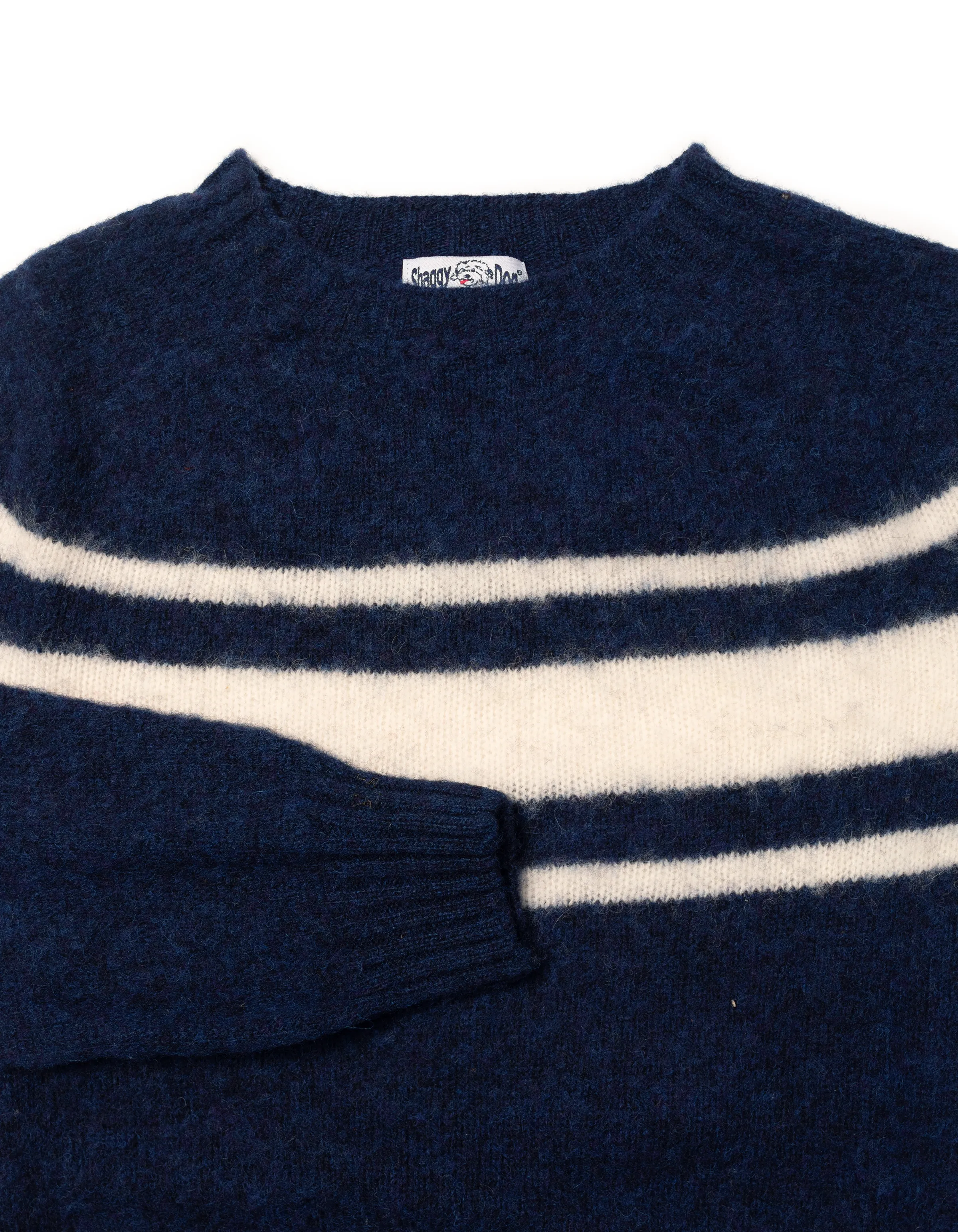 SHAGGY DOG SWEATER BLUE CHEST STRIPE - TRIM FIT