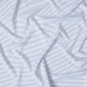 Sky Blue and White Striped 100% Cotton Shirting Fabric, 150 cm Width, Made in Italy-D20470