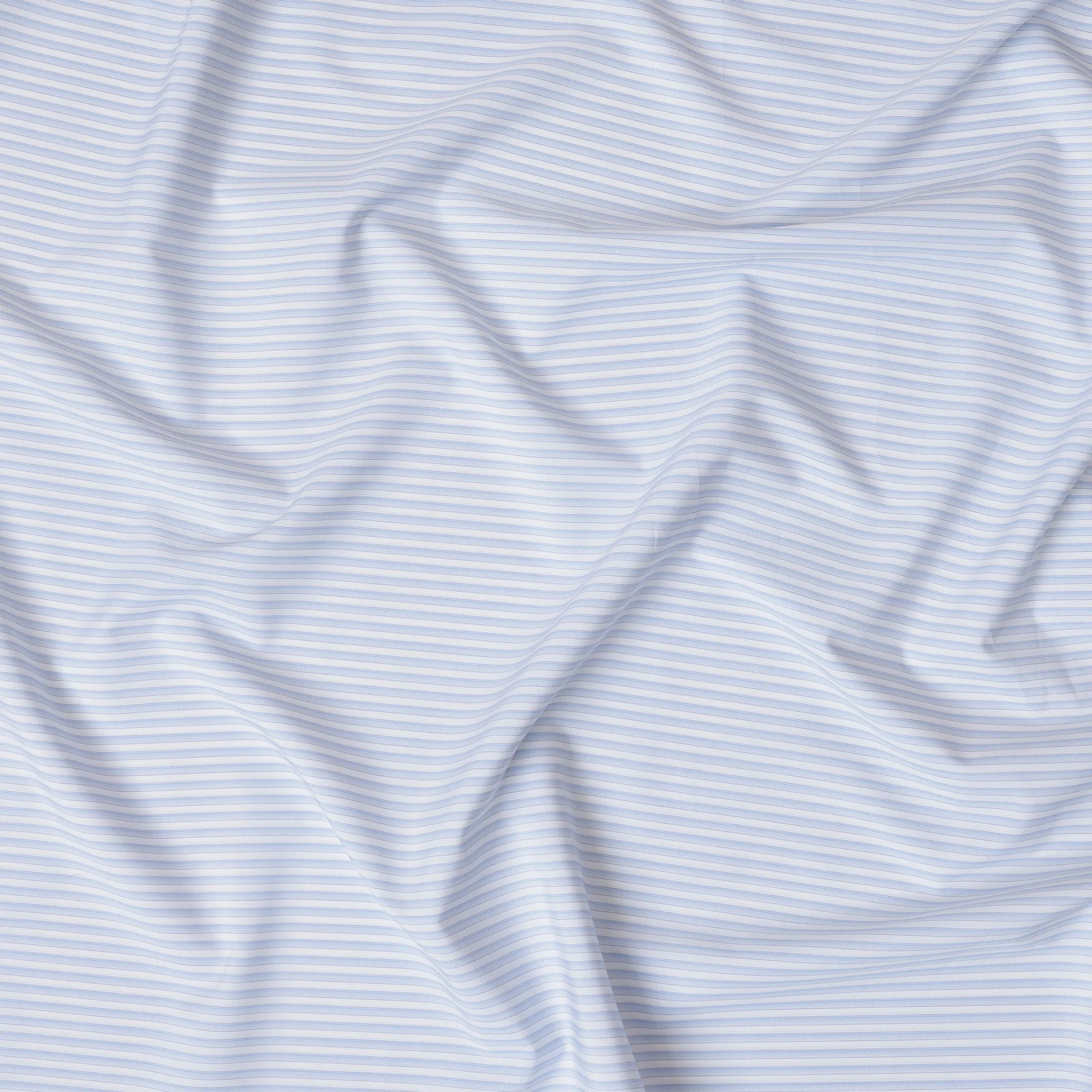 Sky Blue and White Striped 100% Cotton Shirting Fabric, 150 cm Width, Made in Italy-D20470