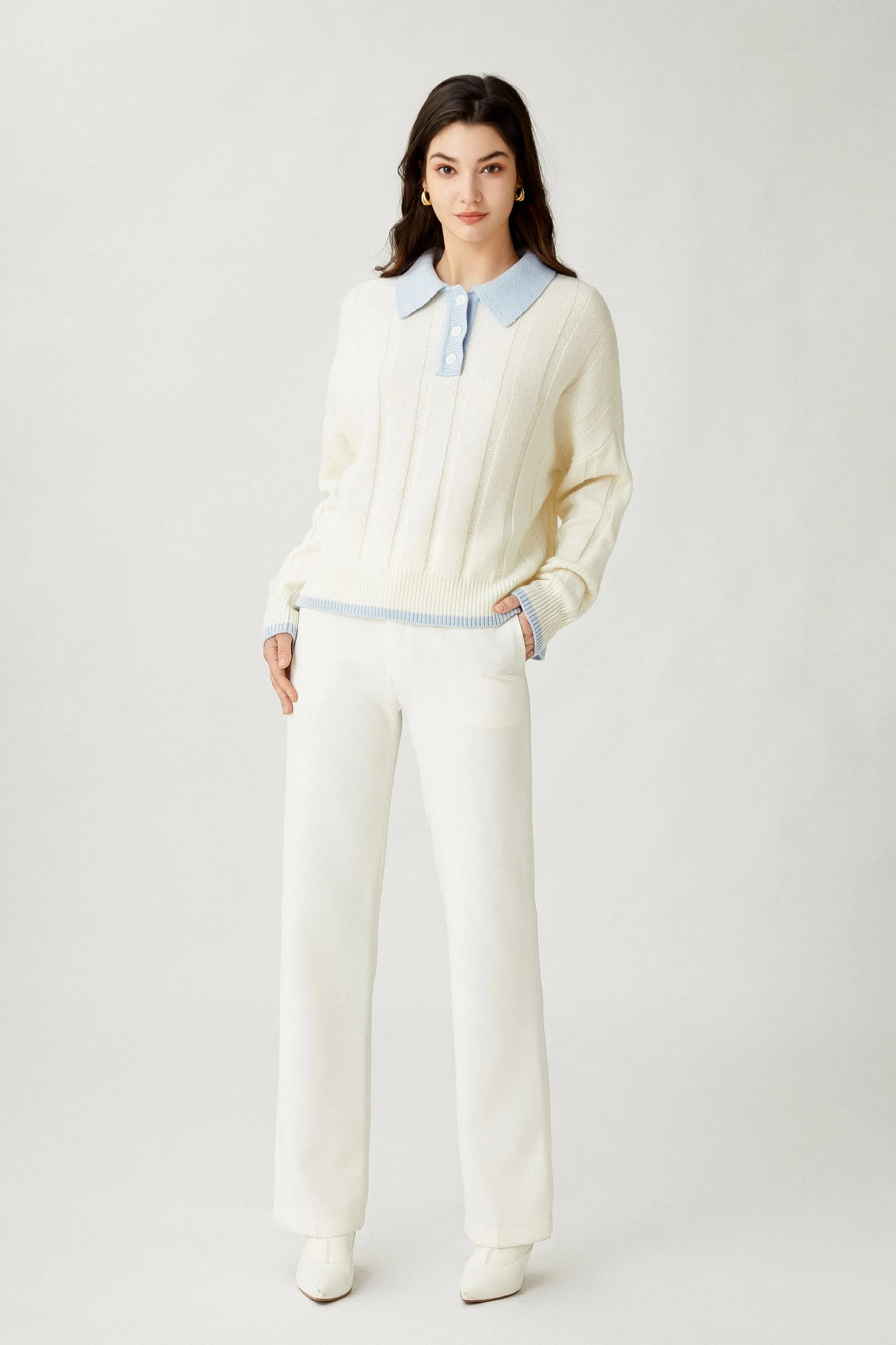 Sylphide | Melodie Polo Ribbed Wool Sweater