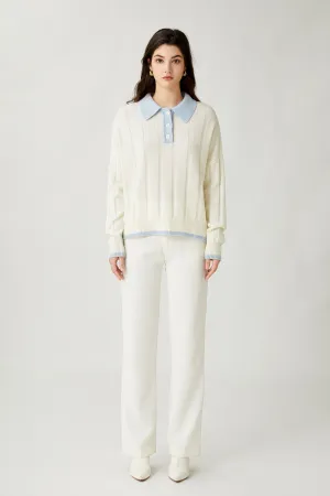 Sylphide | Melodie Polo Ribbed Wool Sweater