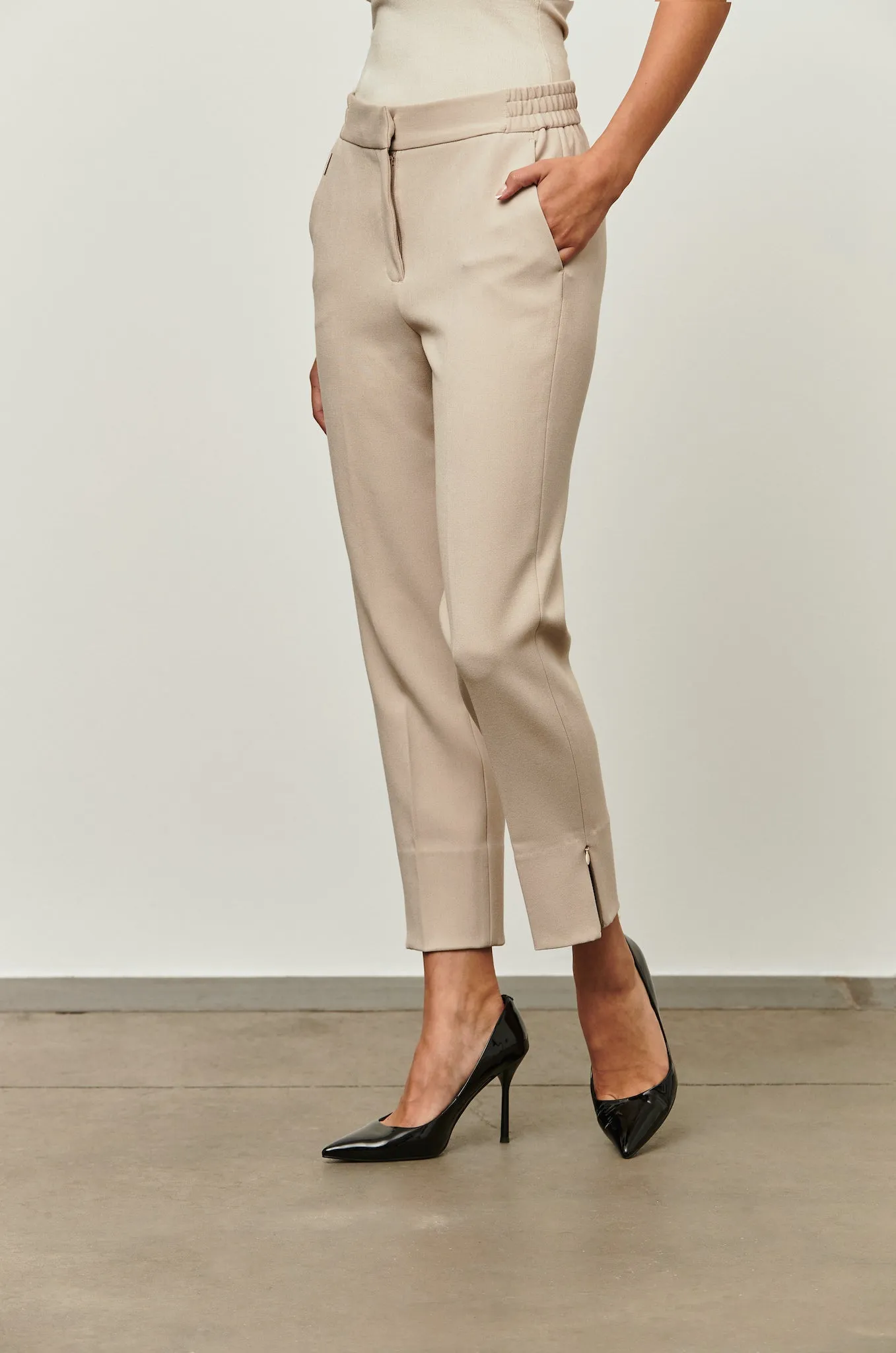 The Murray - Pebble Slim Fit Viscose Modern Trousers