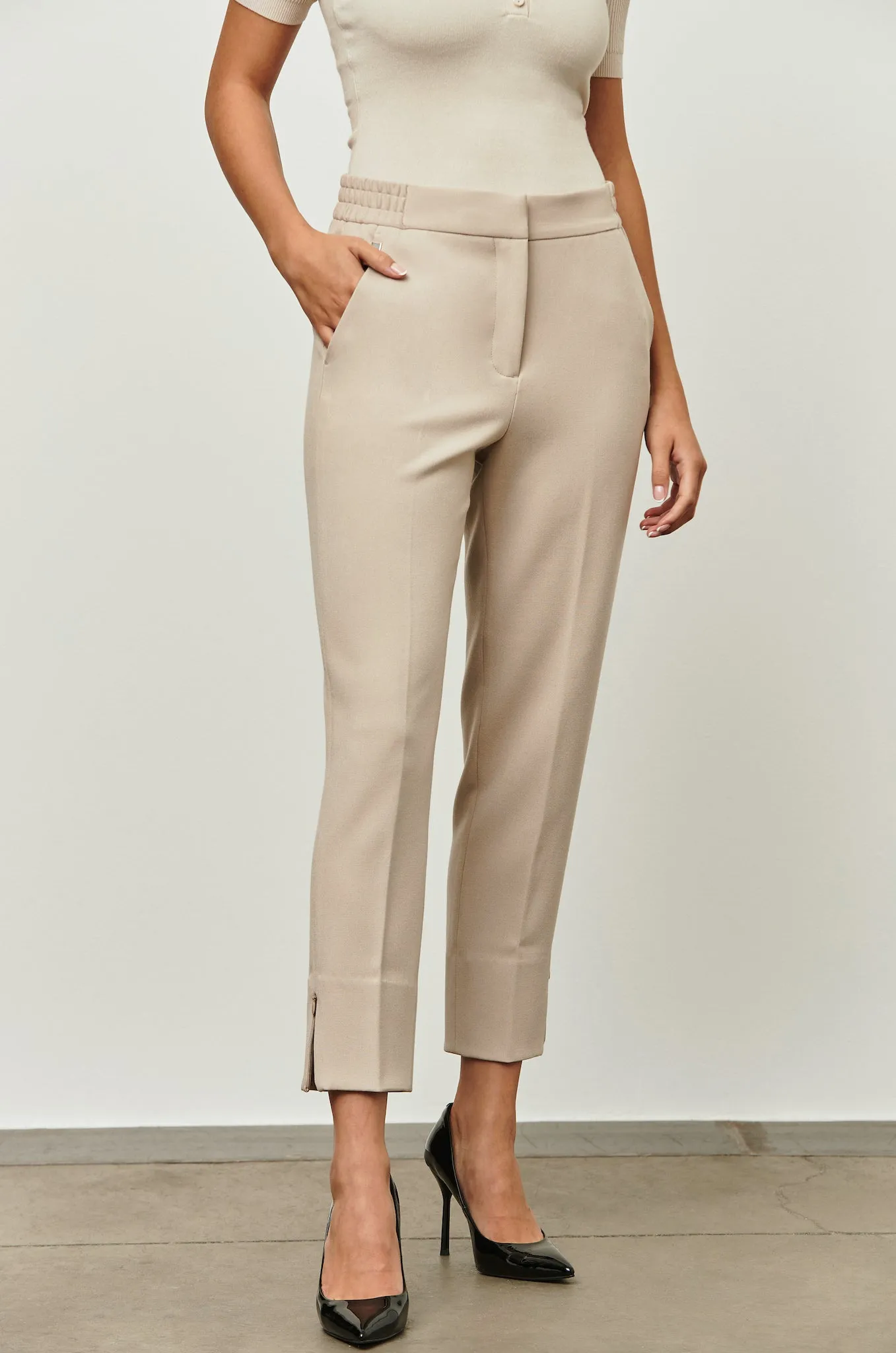 The Murray - Pebble Slim Fit Viscose Modern Trousers