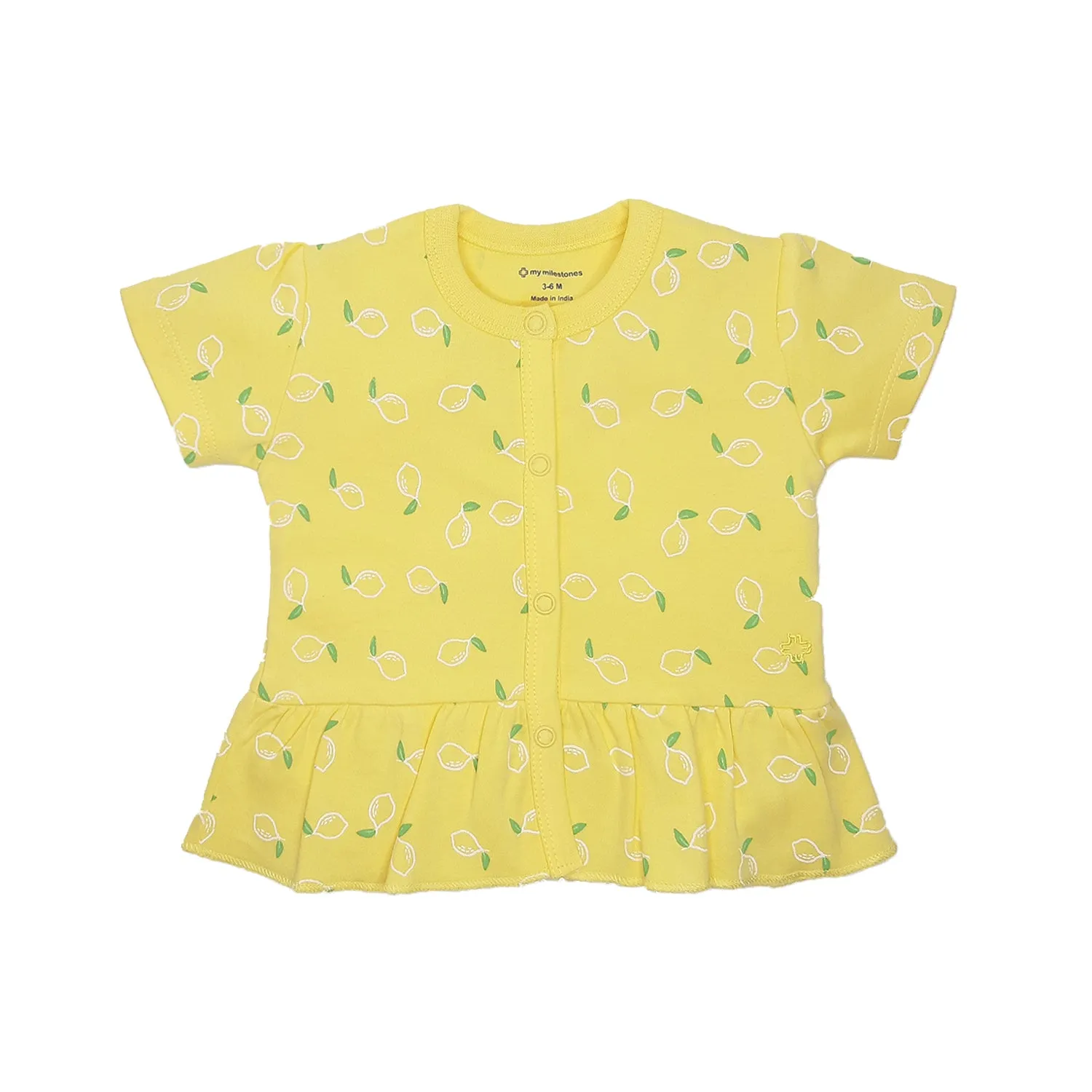 Top Half Sleeves Girls - Lemon Yellow