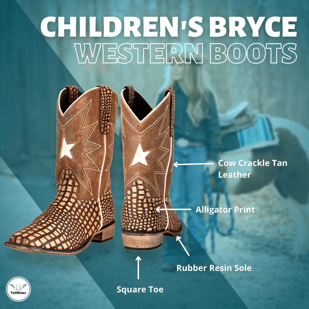 TuffRider Youth Bryce Star Embroidered Printed Square Toe Western Boots