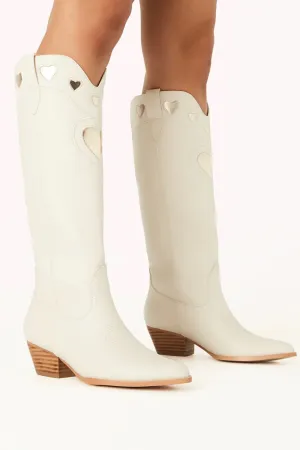 Velma Western Boot ~ Ivory/Gold