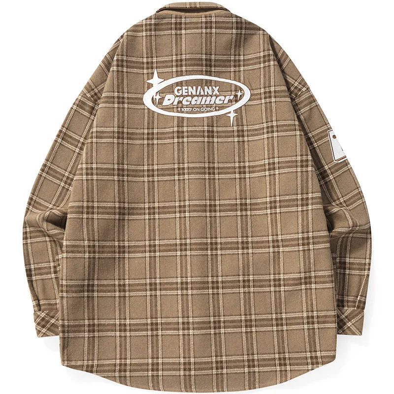 Vintage American Plaid Typography Shirts