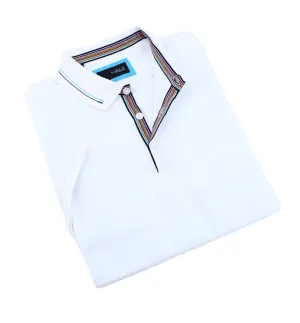 White Polo With Colorful Trim