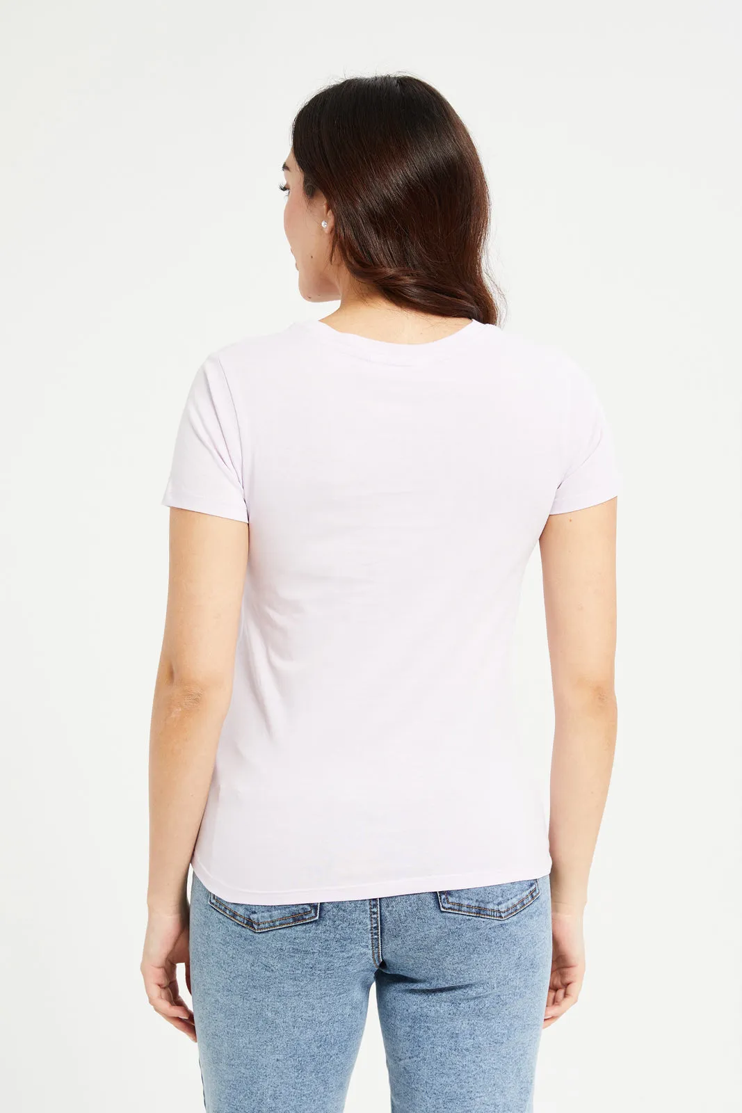 Women Lilac Inspire Printed T-Shirt