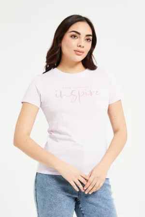 Women Lilac Inspire Printed T-Shirt