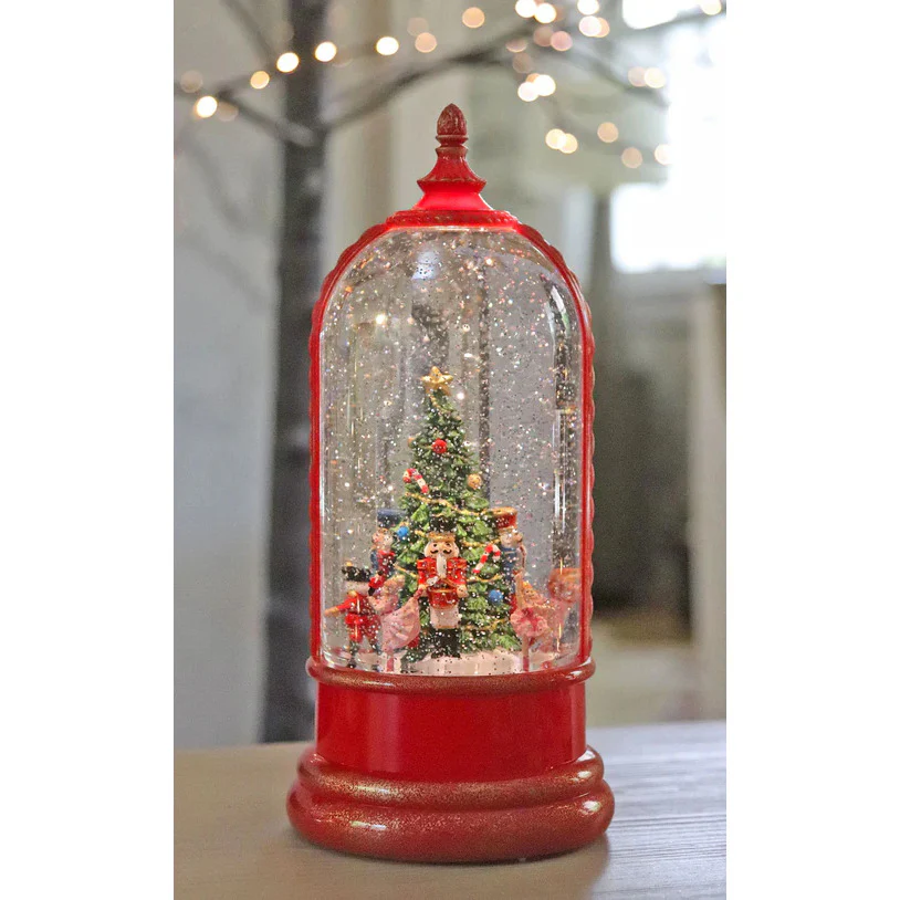 LED Lighted Musical Swirl Nutcracker Rotating Dome Snow Globe, 10.75"